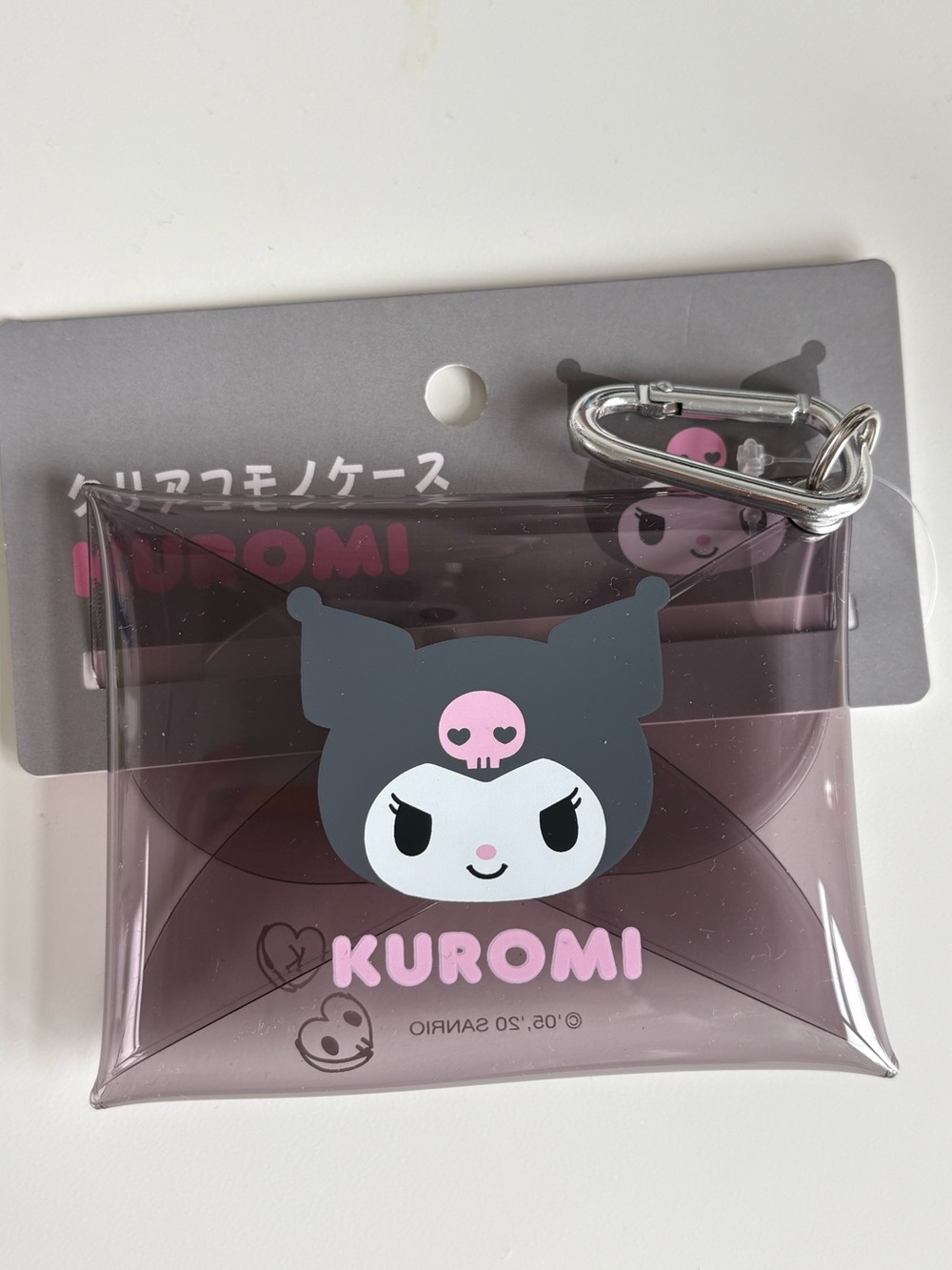NWT Kuromi Sanrio Clear Snap Button Card Size Small Pouch